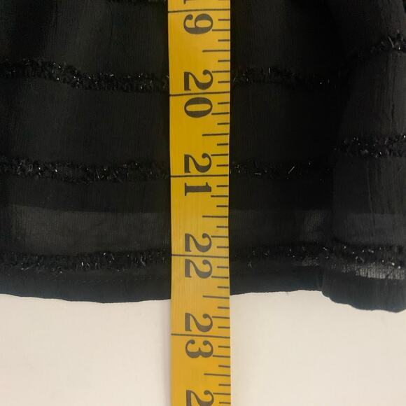 ASTR The Label Blouse L Peasant Style Elastic Waist Peplum Black Shimmer Thread - Picture 13 of 13